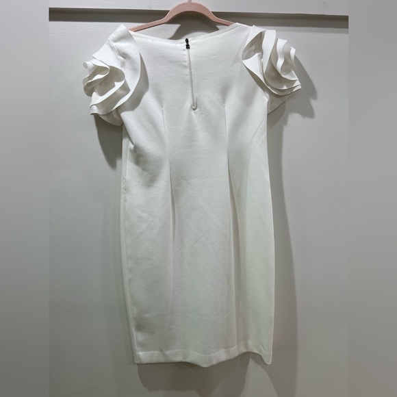 Pietro Brunelli White Sheath Midi Dress with Cap Sleeves - Picture 4 of 6